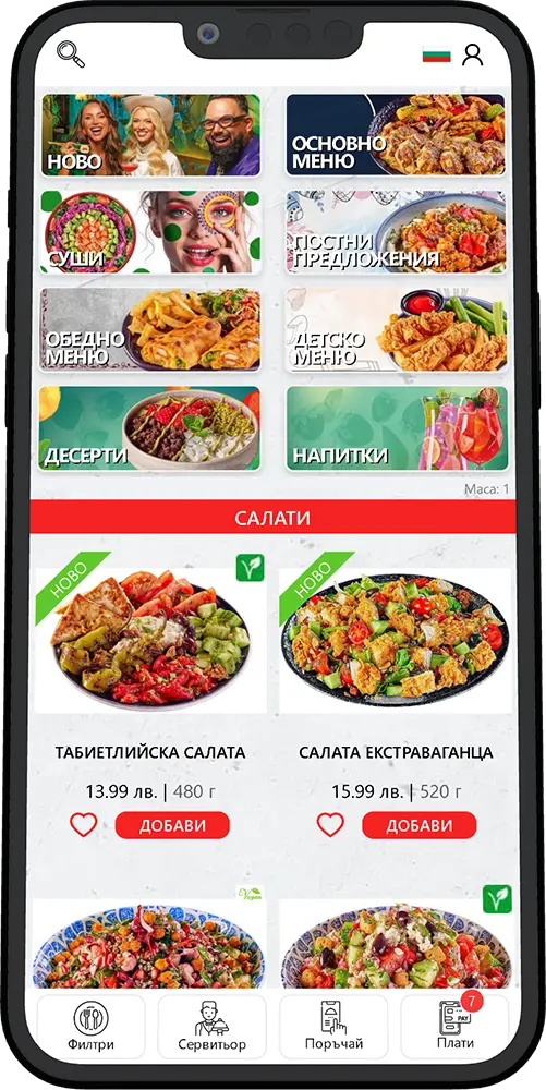 Меню с всички детайли